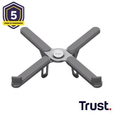SUPPORTO/RIALZO PER LAPTOP – PIEGHEVOLE IN ALLUMINIO – TRUST MACY – GRIGIO