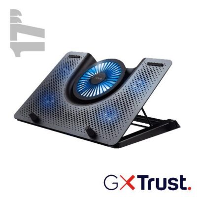SUPPORTO/RIALZO CON 5 VENTOLE DI RAFFREDDAMENTO PER LAPTOP FINO 17.3″ – TRUST GXT 1125 QUNO – NERO