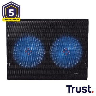 BASE DI RAFFREDDAMENTO PER LAPTOP CON DOPPIA VENTOLA ILLUMINATA BLU – TRUST AZUL – NERO