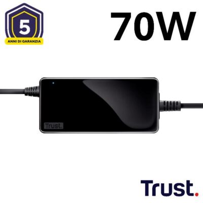 ALIMENTATORE/CARICABATTERIA UNIVERSALE LAPTOP/NOTEBOOK 70W – TRUST PRIMO – NERO