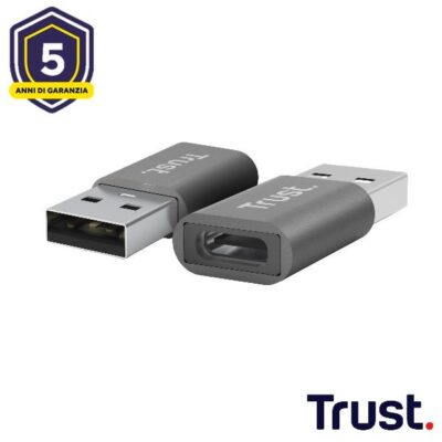 ADATTATORE DA USB- A (MASCHIO) USB-C (FEMMINA) 2PZ – TRUST – GRIGIO