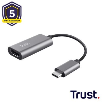 ADATTATORE DA USB-C (MASCHIO) A HDMI (FEMMINA) 4K 60HZ – 20CM – TRUST DALYX – ALLUMINIO