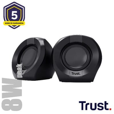 SET ALTOPARLANTI SPEAKERS 2.0 8W PICCO (4W RMS) – TRUST POLO 2.0 – NERO
