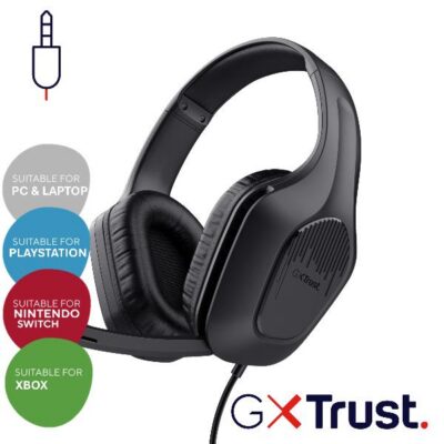 CUFFIE GAMING CABLATE JACK 3,5MM PER CONSOLE, DRIVER 50MM – TRUST GXT417 ZIROX – NERO