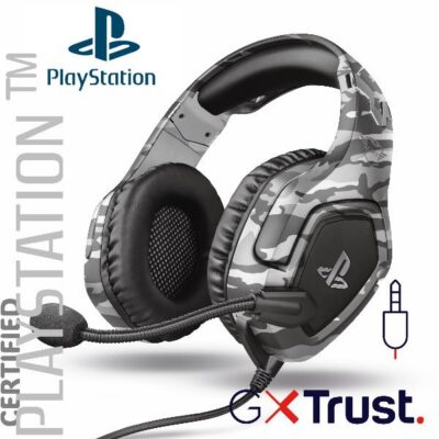 CUFFIE GAMING CABLATE JACK 3,5MM PLAYSTATION® CERTIFICATE, DRIVER 50MM – TRUST GXT488 FORZE-G CAMOUFLAGE/GRIGIO