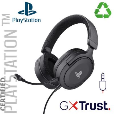 CUFFIE GAMING CABLATE JACK 3,5MM PLAYSTATION® PS5™ CERTIFICATE, DRIVER 50MM – PLASTICA RICICLATA 85% – TRUST GXT498 FORTA NERO