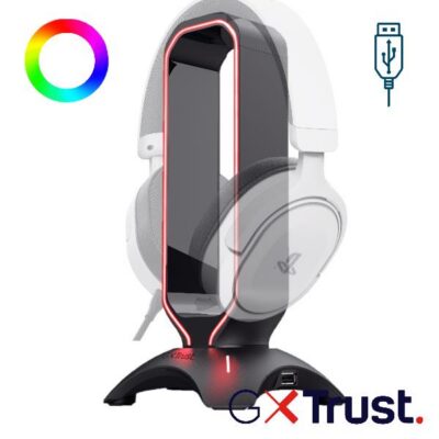 SUPPORTO PER CUFFIE RGB CON HUB USB – TRUST GXT 265 CINTAR – NERO