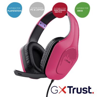 CUFFIE GAMING CABLATE JACK 3,5MM MULTIPIATTAFORMA, DRIVER 50MM – TRUST GXT415P ZIROX – ROSA