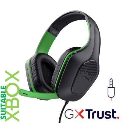 CUFFIE GAMING CABLATE JACK 3,5MM XBOX® COMPATIBILE, DRIVER 50MM -TRUST GXT415X ZIROX – NERO/VERDE