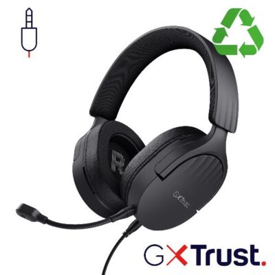 CUFFIE GAMING CABLATE JACK 3,5MM MULTIPIATTAFORMA, OVER-EAR, DRIVER 50MM – PLASTICA RICICLATA 85% – TRUST GXT489 FAYZO NERO