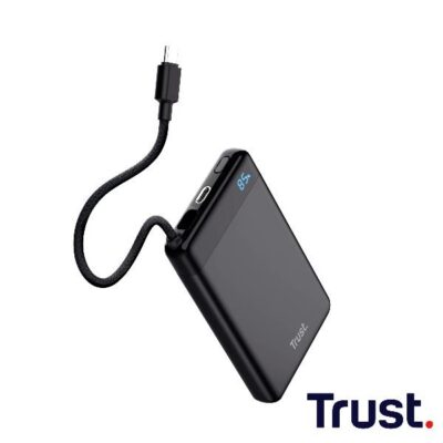 POWERBANK 10.000MAH – CAVO USB-C PD 20W + 1 USB-C 20W PD 3.0 + PPS – TRUST FIERA POWERBANK – NERO