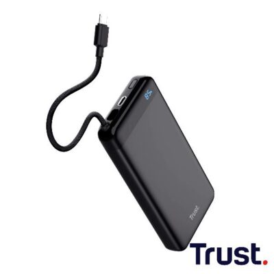 POWERBANK 20.000MAH – CAVO USB-C PD 20W + 1 USB-C 20W PD 3.0 + PPS – TRUST FIERA POWERBANK – NERO
