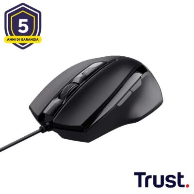 MOUSE CABLATO 160CM – 2400DPI – TRUST VOCA – NERO