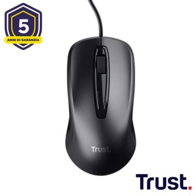 MOUSE CABLATO 170CM – 1200DPI – TRUST CARVE – NERO
