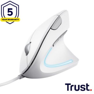 MOUSE CABLATO ERGONOMICO VERTICALE – TRUST VERTO – BIANCO