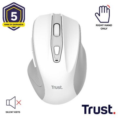 MOUSE WIRELESS SILENZIOSO – 2200DPI – TRUST NITO – BIANCO