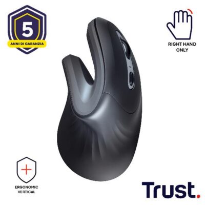 MOUSE ERGONOMICO VERTICALE WIRELESS – 1600DPI – TRUST VERRO – NERO