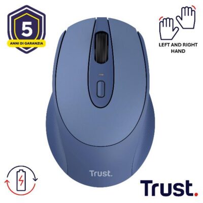 MOUSE WIRELESS RICARICABILE – 1600DPI – TRUST ZAYA – BLU