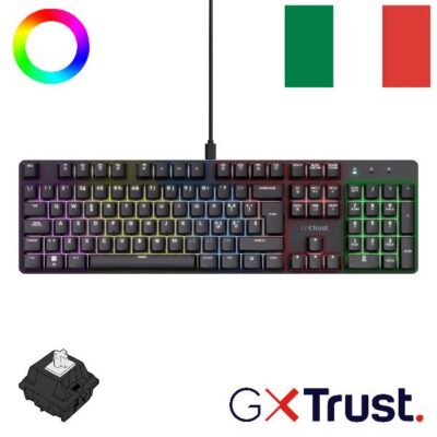 TASTIERA GAMING MECCANICA CABLATA RGB – LAYOUT ITALIANO – TRUST GXT 871 ZORA – NERO