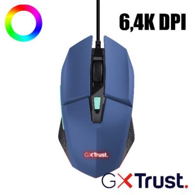 MOUSE GAMING ILLUMINATO CABLATO 6.400DPI ACELLERAZIONE 20G – TRUST GXT109B FELOX BLU
