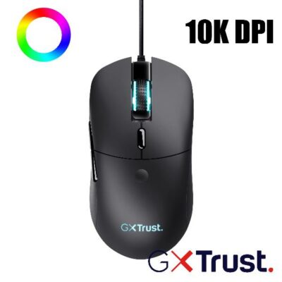 MOUSE GAMING RGB CABLATO ULTRA LEGGERO 10.000DPI, 6 PULSANTI PROGRAMMABILI, 80MLN DI CLIC – TRUST GXT 981 REDEX NERO