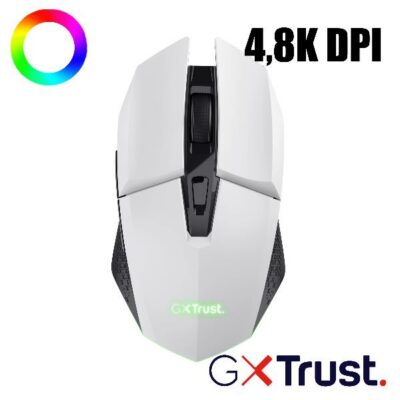 MOUSE GAMING RGB WIRELESS RICARICABILE 4.800DPI – TRUST GXT110W FELOX BIANCO