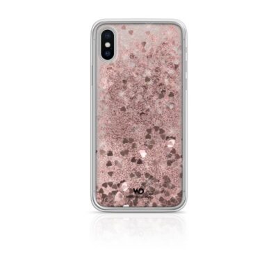 WHITE DIAMONDS – Cover semi-trasparente in TPU rigido con glitter fluttuanti nel liquido compatibile con Apple iPhone Xs/ iPhone X