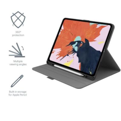 Custodia TekView con porta Apple pencil per iPad Air 10.9″ (’20/’22) e iPad Pro 11″ (’22/’21/’20/’18) – Grigio/Nero