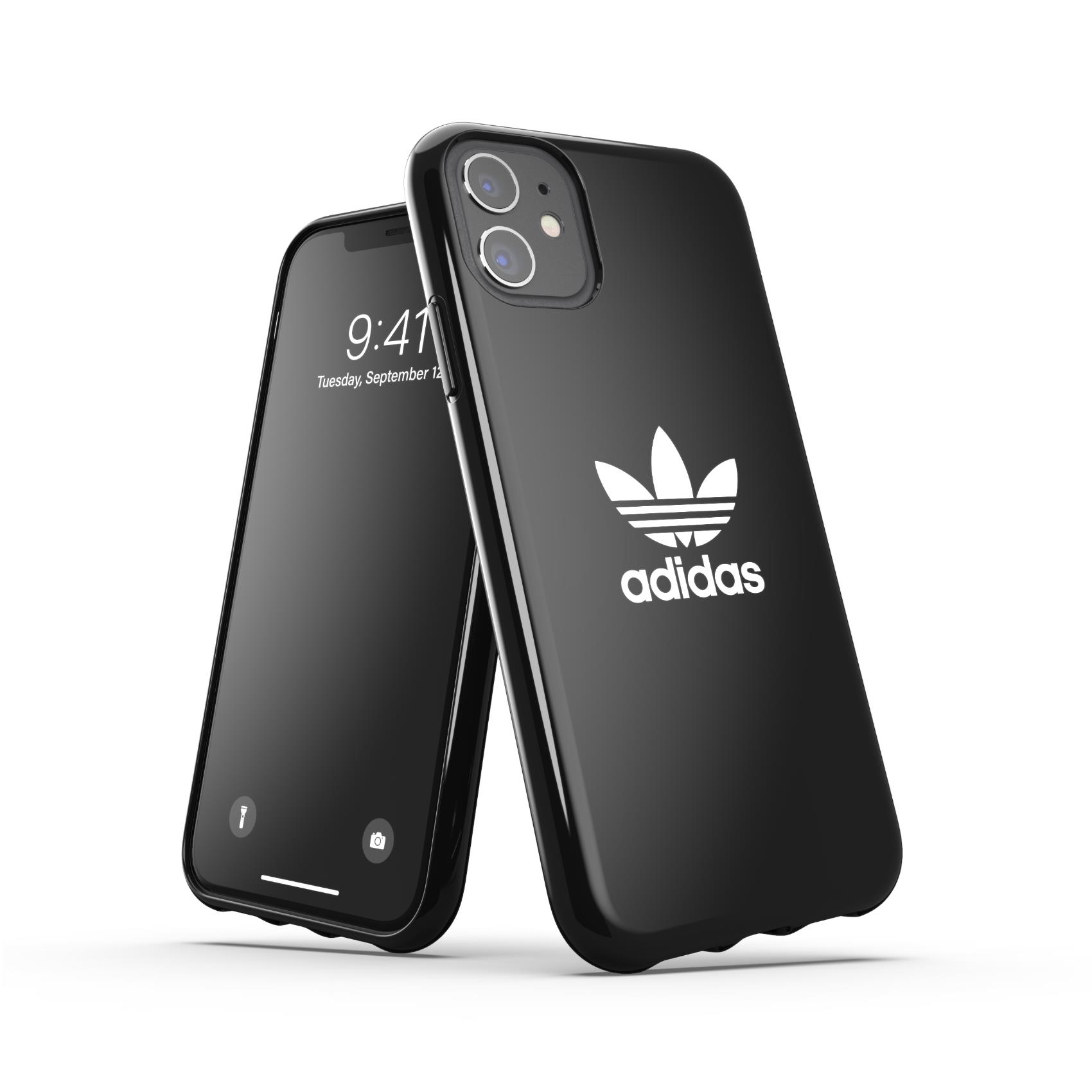 ADIDAS ORIGINALS – Cover in TPU flessibile con bordi rialzati colore nero compatibile con Apple iPhone 12 Mini