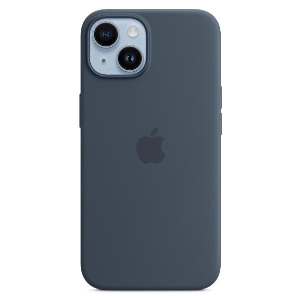Custodia MagSafe in silicone per iPhone 14 Plus – Blu tempesta