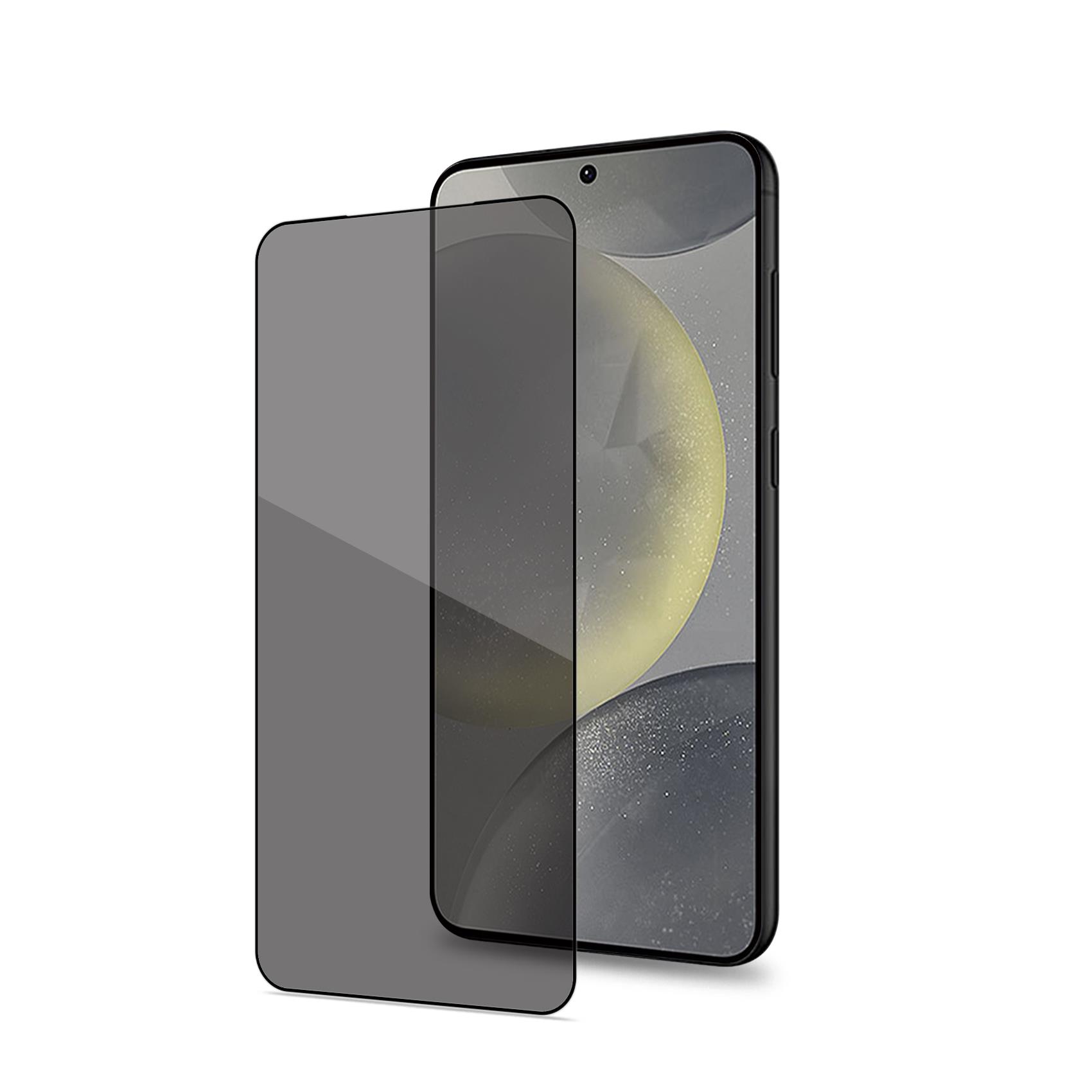 PRIVACY FULL GLASS – Vetro 9H con effetto Privacy e bordo colorato nero compatibile con Samsung Galaxy S25 5G/ Galaxy S25 5G Enterprise Edition