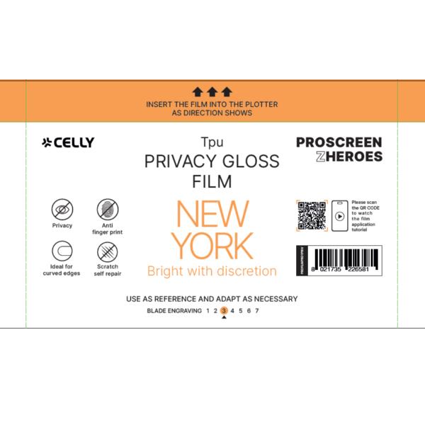 PROFILMPRO PRIVACY GLOSSY – Pellicola trasparente lucida da 5 pezzi con effetto Privacy compatibile con il plotter ProScreenPro – NEW YORK (PROSCREEN ZHEROES)