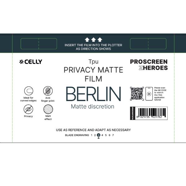PROFILMPRO PRIVACY MATTE – Pellicola trasparente da 5 pezzi con finitura opaca con effetto Privacy compatibile con il plotter ProScreenPro – BERLIN (PROSCREEN ZHEROES)