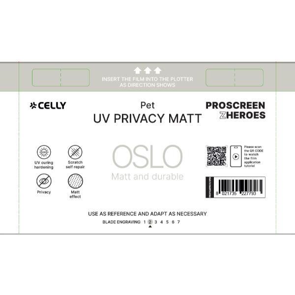 PROFILMPRO MATTE UV – Pellicola trasparente UV da 5 pezzi con finitura opaca con effetto Privacy compatibile con il plotter ProScreenPro – OSLO (PROSCREEN ZHEROES)