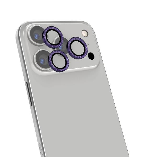 COLGLICAM – Vetro 9H per fotocamera posteriore, design glitterato, cornice in metallo compatibile con iPhone 17 Pro (OFFSET COLLECTION)