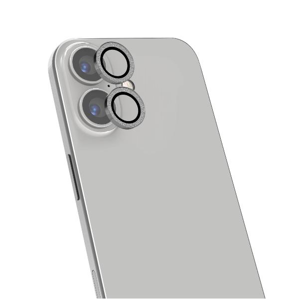 COLGLICAM – Vetro 9H per fotocamera posteriore, design glitterato, cornice in metallo compatibile con iPhone 17 (OFFSET COLLECTION)