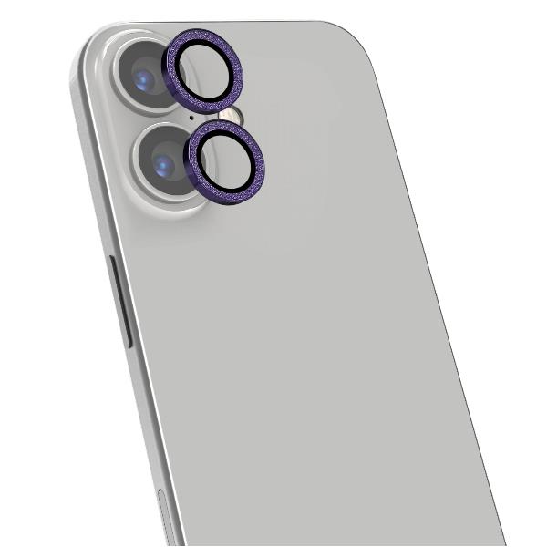 COLGLICAM – Vetro 9H per fotocamera posteriore, design glitterato, cornice in metallo compatibile con iPhone 17 (OFFSET COLLECTION)