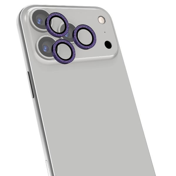 COLGLICAM – Vetro 9H per fotocamera posteriore, design glitterato, cornice in metallo compatibile con iPhone 17 Pro Max (OFFSET COLLECTION)