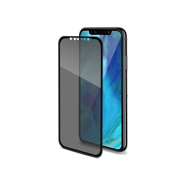 PRIVACY 3D GLASS – Vetro 9H con bordo colorato nero per schermo curvo con effetto Privacy compatibile con Apple iPhone Xs Max