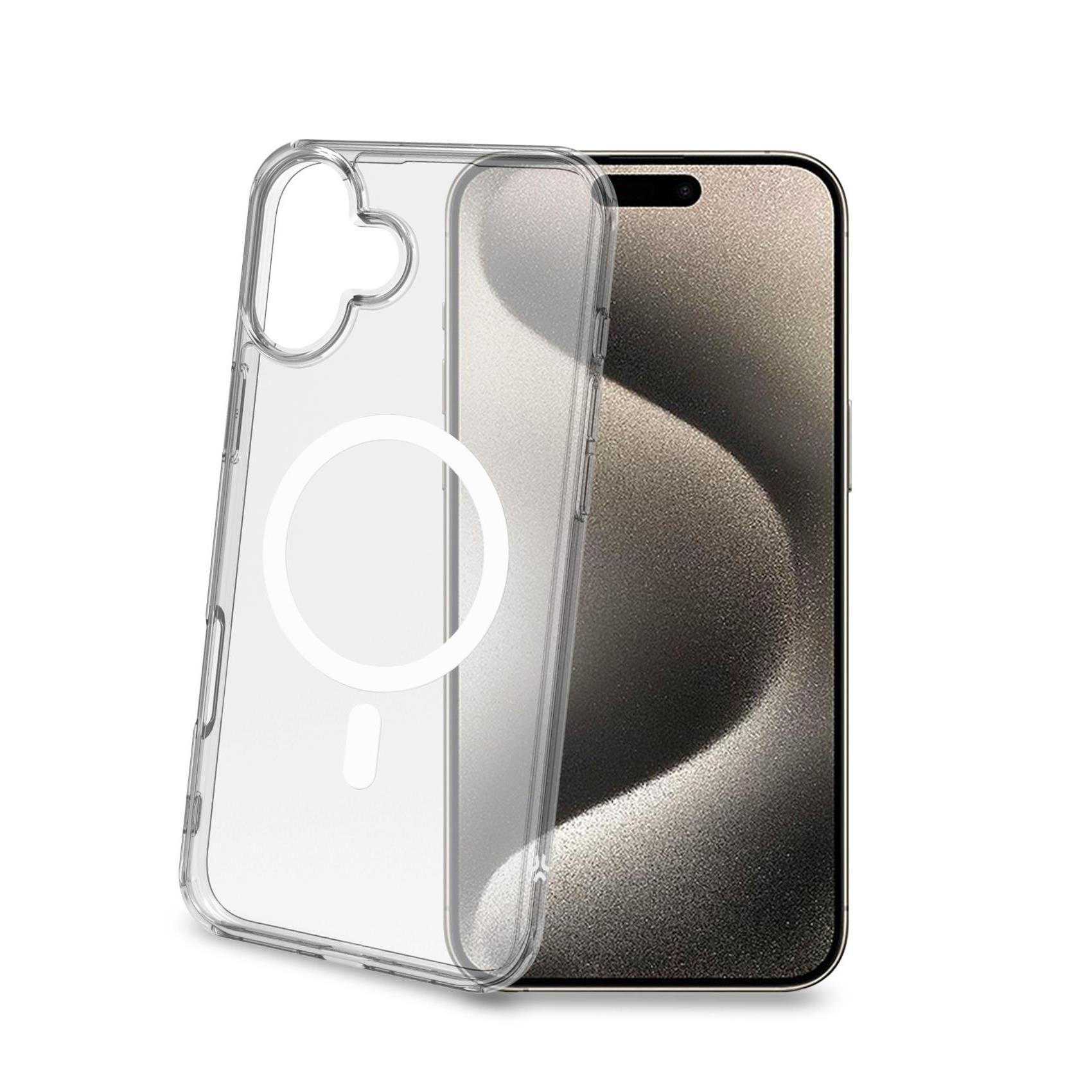 GELSKINMAG – Cover morbida trasparente in TPU compatibile con la tecnologia Magsafe, anello magnetico colore Bianco per Apple iPhone 16 Plus [IPHONE 16 CASES]