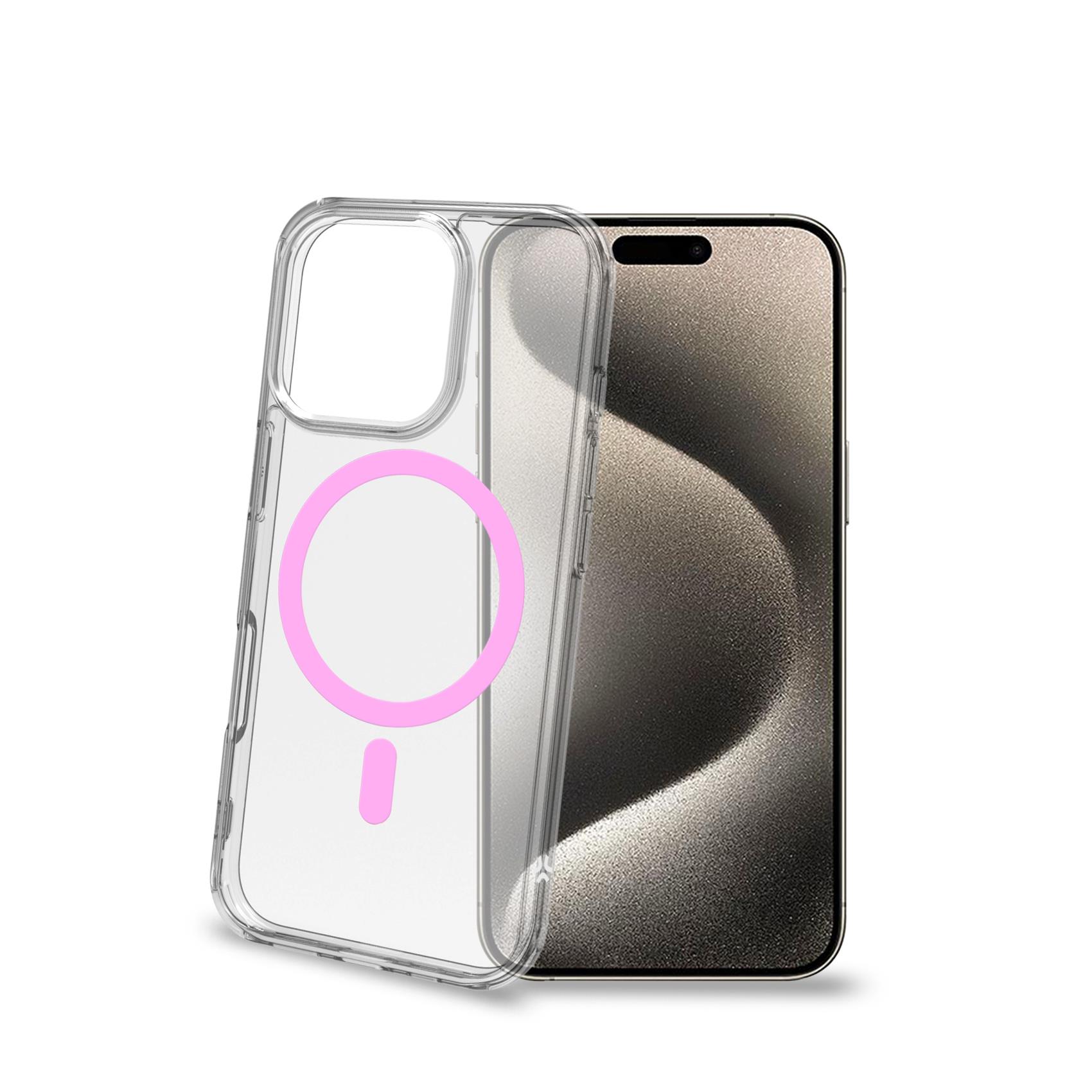 GELSKINMAG – Cover morbida trasparente in TPU, compatibile con la tecnologia Magsafe, anello magnetico color Rosa per Apple iPhone 16 Pro [IPHONE 16 CASES]