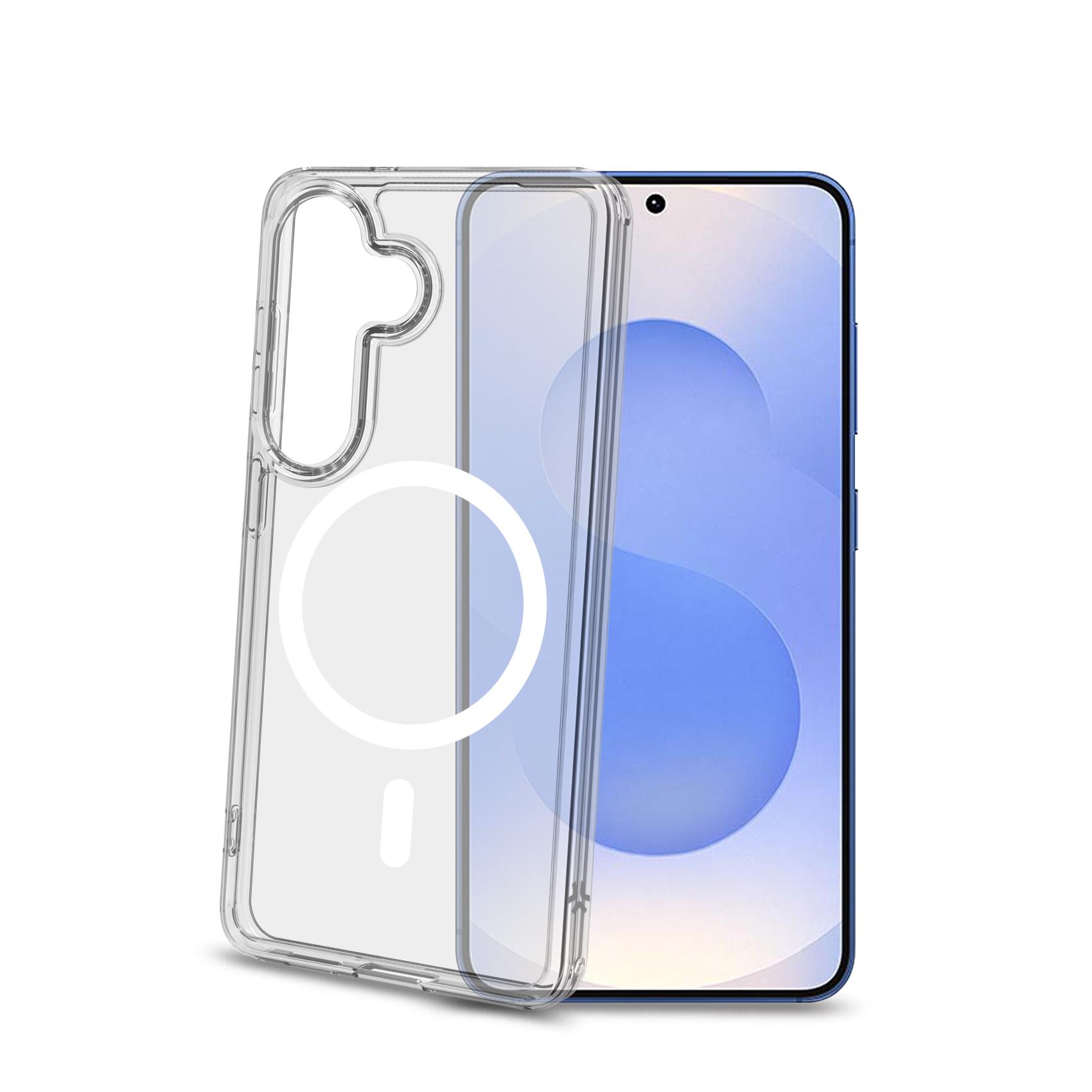 GELSKINMAG – Cover morbida trasparente in TPU, compatibile con la tecnologia Magsafe, anello magnetico color Bianco per Samsung Galaxy S26 5G/ Galaxy S26 5G Enterprise Edition