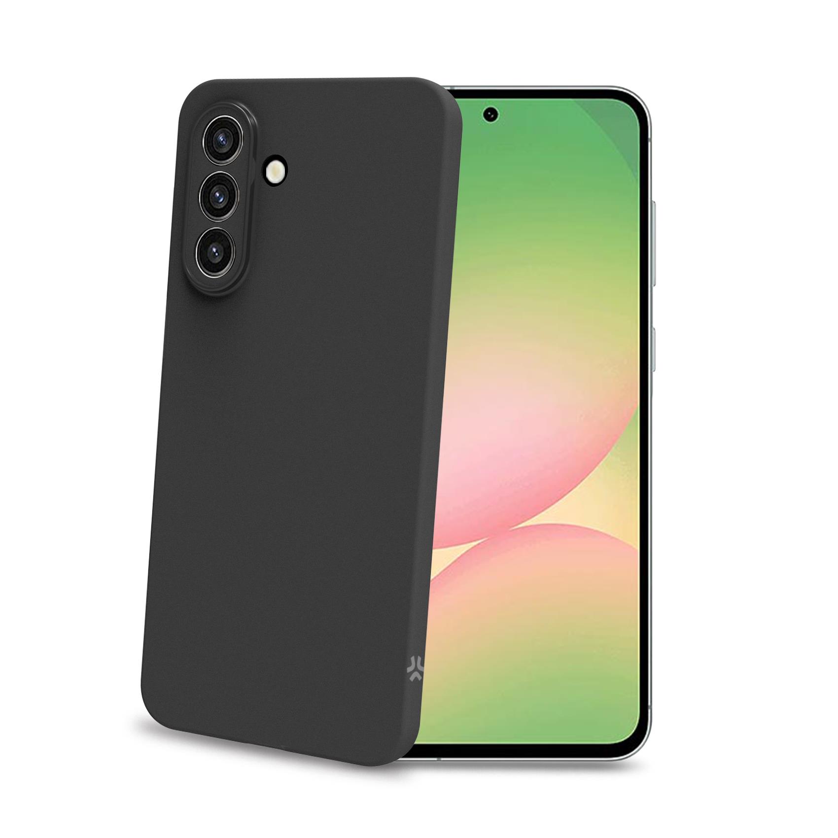 SANDCASE – Cover morbida in TPU con tasti e bordo fotocamera colore a contrasto, effetto sabbiato colore trasparente nero compatibile con Samsung Galaxy A57 5G