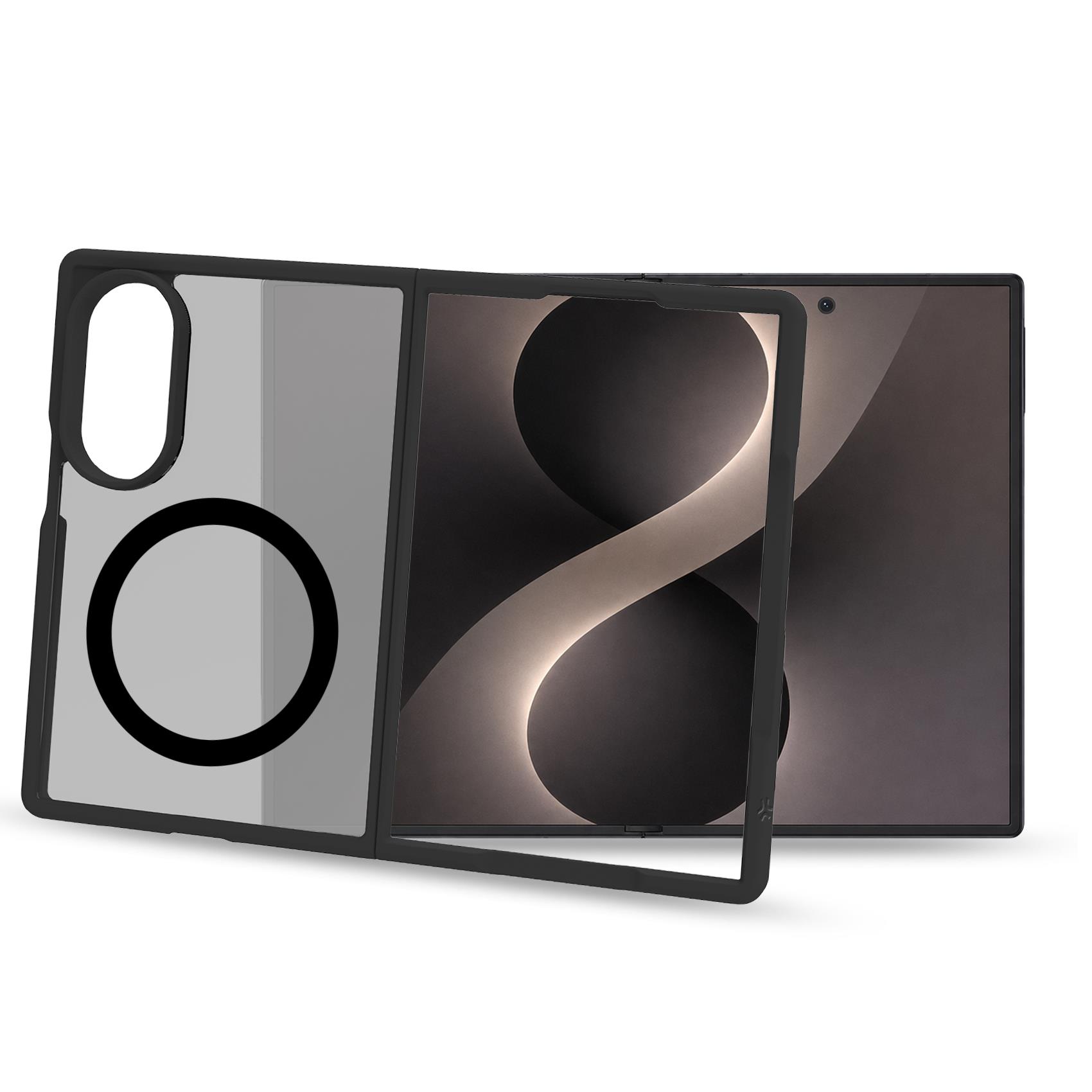GELSKINMAG – Cover morbida trasparente in TPU, compatibile con la tecnologia Magsafe, anello magnetico color Nero per Samsung Galaxy Z Fold 8