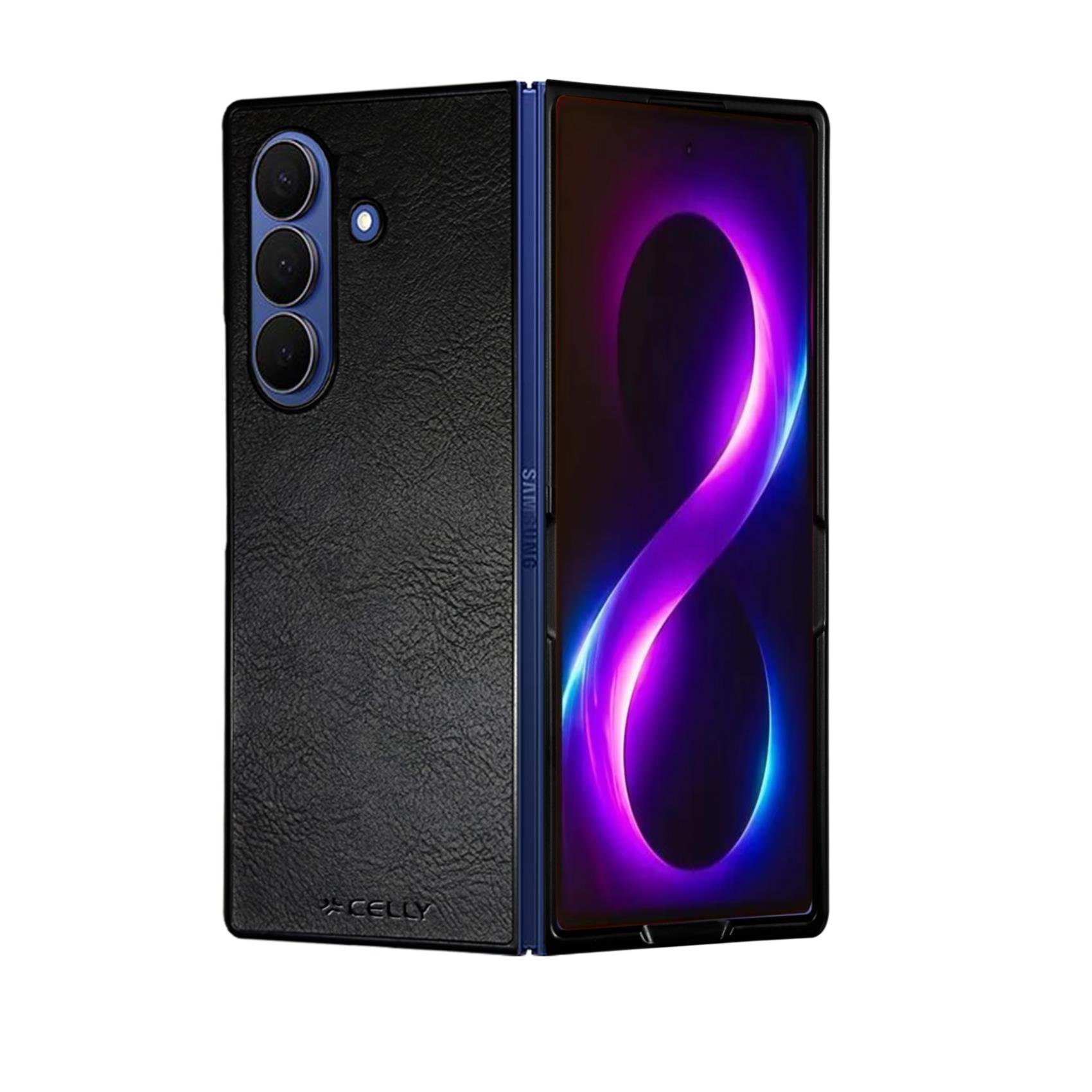 FOLDING – Cover in TPU composta da scocca anteriore e posteriore, effetto pelle sintetica colore nero compatibile Samsung Galaxy Z Fold 8 Ultra