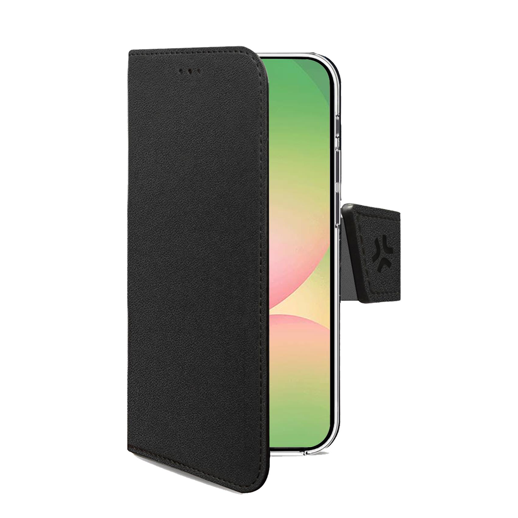 WALLY – Custodia a libro in pelle sintetica con chiusura flap magnetico, slot per carte e funzione stand colore nero compatibile con Samsung Galaxy A57 5G