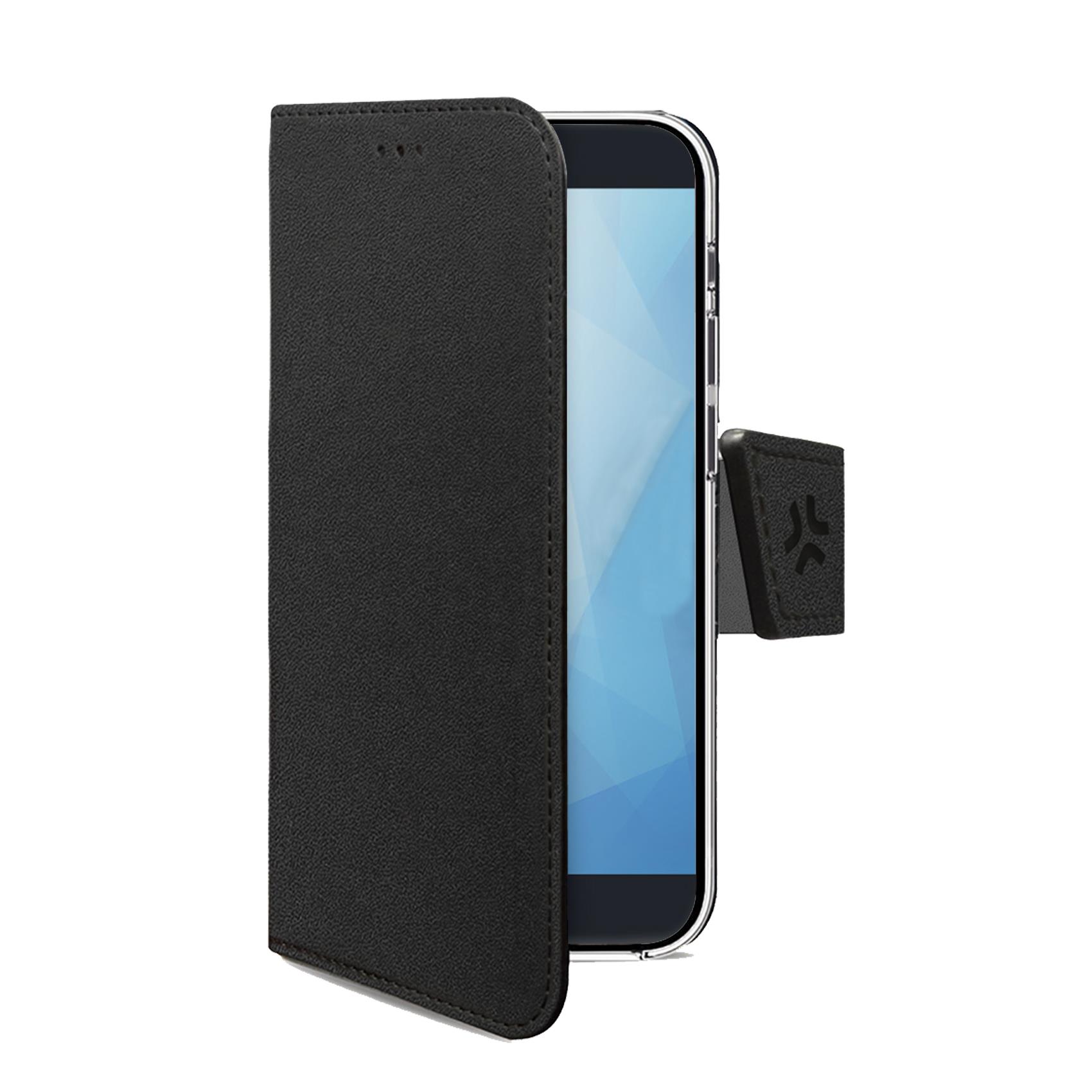 WALLY – Custodia a libro in pelle sintetica con chiusura flap magnetico, slot per carte e funzione stand colore nero compatibile con Honor 600 lite