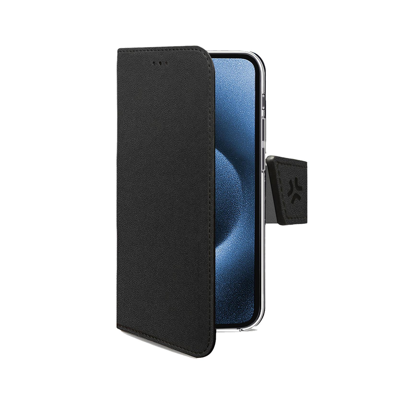 WALLY – Custodia a libro in pelle sintetica con chiusura flap magnetico, slot per carte e funzione stand colore nero compatibile x Apple iPhone 18 Pro/ 17 Pro [IPHONE 18 CASES]