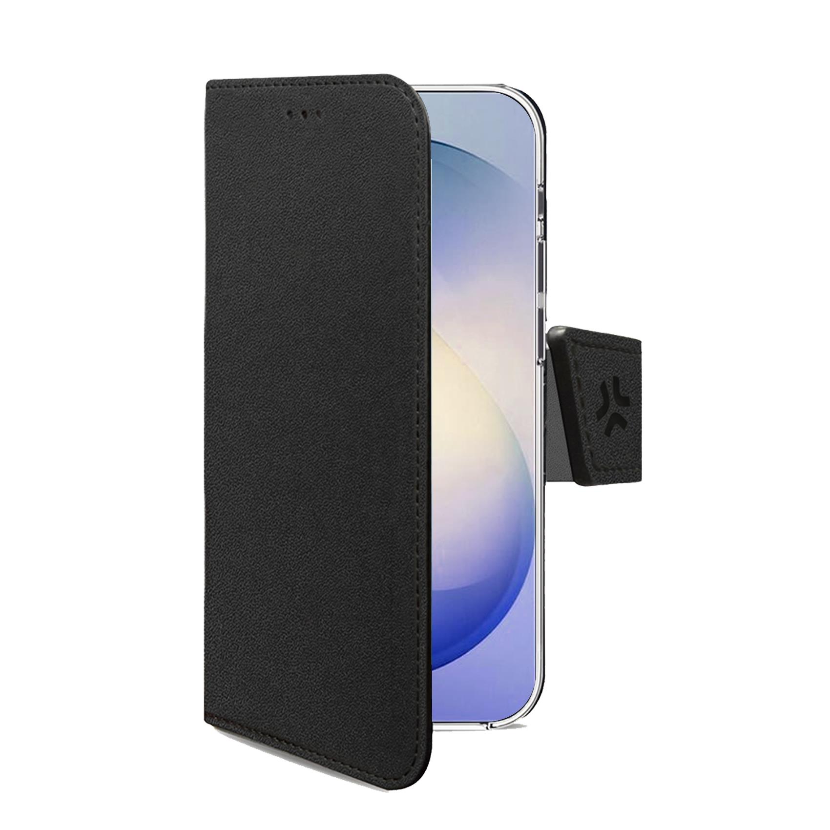 WALLY – Custodia a libro in pelle sintetica con chiusura flap magnetico, slot per carte e funzione stand colore nero compatibile con Samsung Galaxy S26 FE 5G