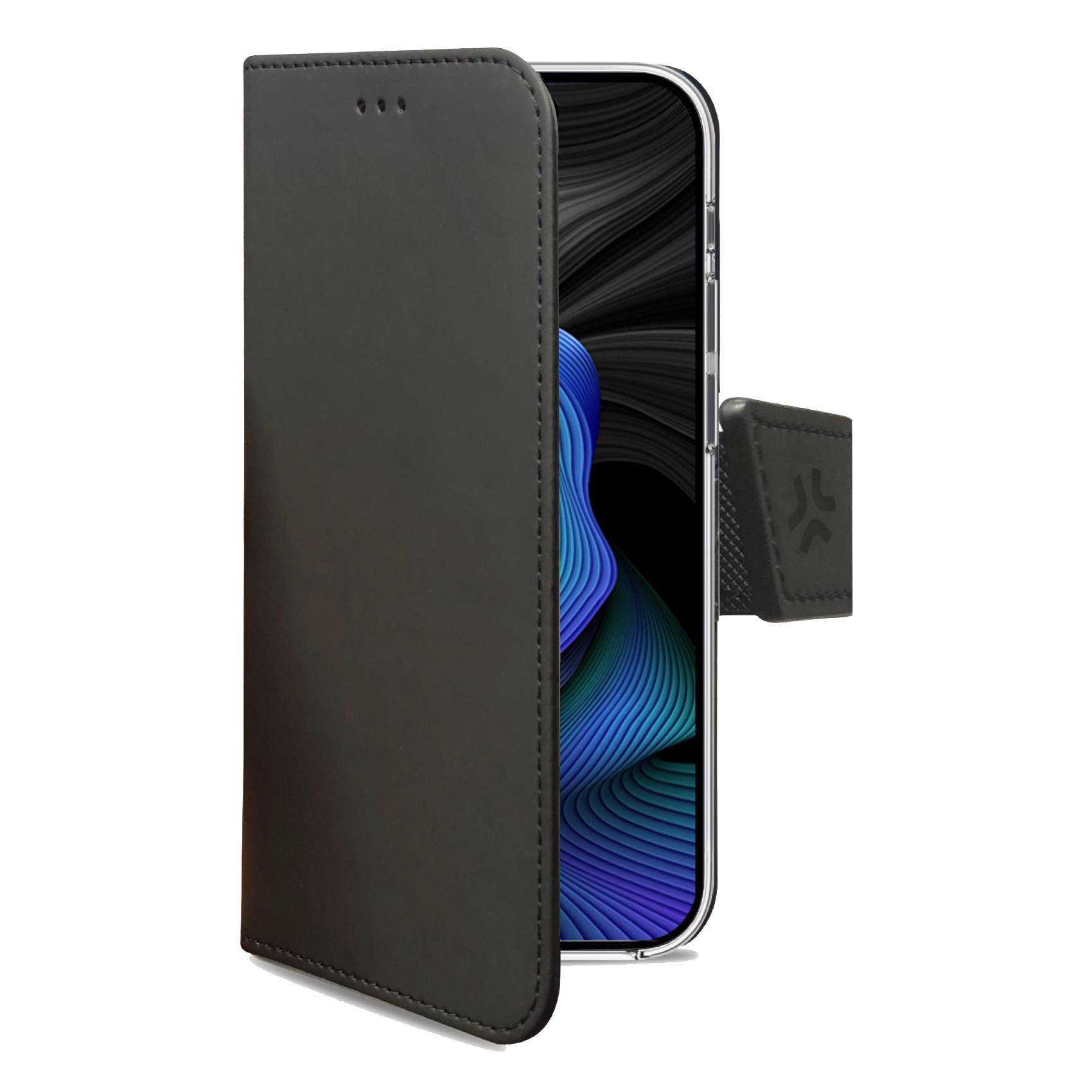WALLY – Custodia a libro in pelle sintetica con chiusura flap magnetico, slot per carte e funzione stand colore nero compatibile con Apple iPhone 15 [IPHONE 15 CASES]